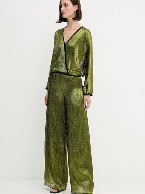 Forte Forte spodnie damskie kolor zielony szerokie high waist 14106.my.pants - zdjęcie produktu nr 2