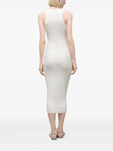 AREA crystal-embellished ribbed knit dress - White