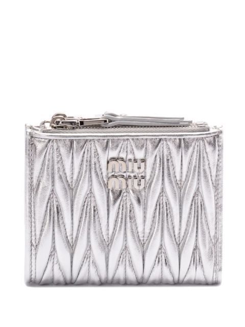 Miu Miu small matelassé leather wallet - Silver