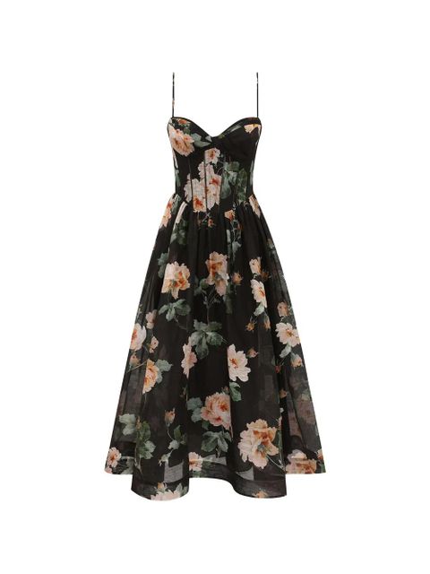 ZIMMERMANN floral-print midi dress - Black - zdjęcie produktu nr 1