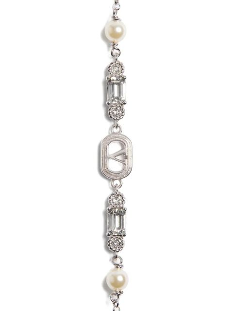 Valentino Garavani Ovalette pearl-embellished bracelet - Silver
