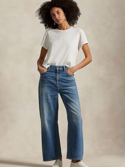 Polo Ralph Lauren jeansy bawełniane Wd Lg Crp Ankle Wide damskie high waist 211969377 - zdjęcie produktu nr 1