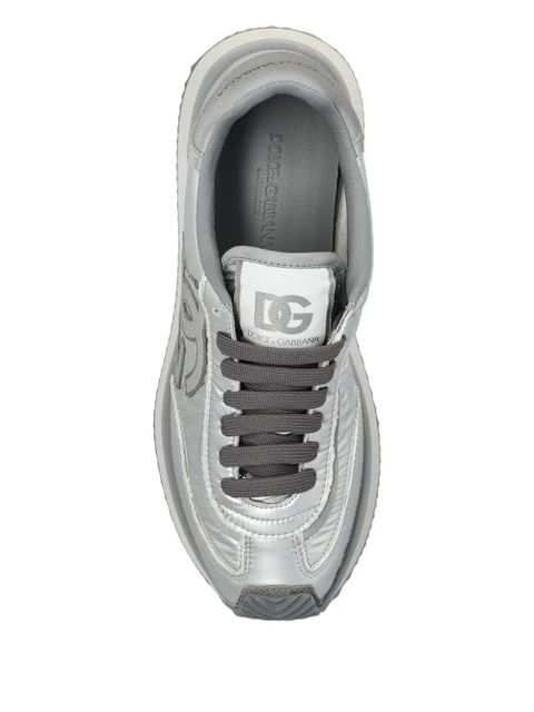 Dolce & Gabbana logo-patch metallic sneakers - Grey - zdjęcie produktu nr 2