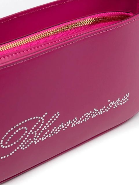 Blumarine rhinestone-logo leather bag - Pink