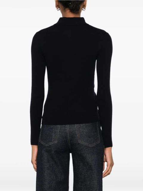 Maje long-sleeve knitted polo top - Blue