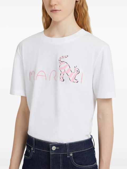 Marni flock-printed logo T-shirt - White