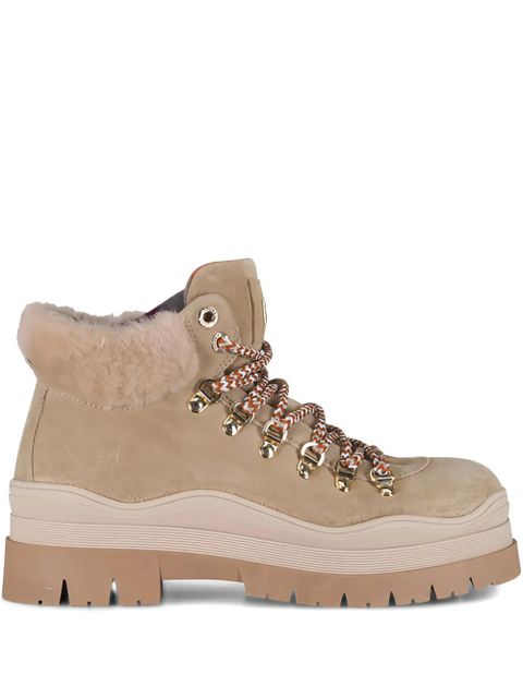 BOGNER Arosa shearling metallic-eyelet boots - Neutrals