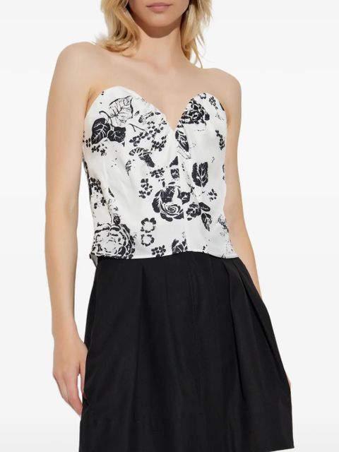 Max Mara floral-print bustier top - White