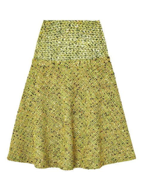 Diesel tweed-textured flared midi skirt - Green