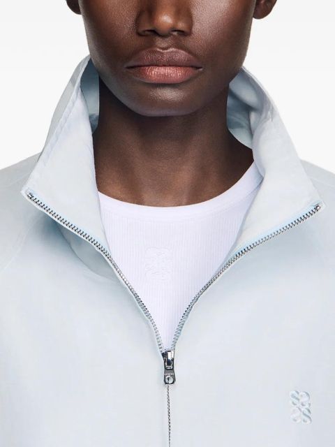 SANDRO logo-embroidery funnel-neck jacket - Blue