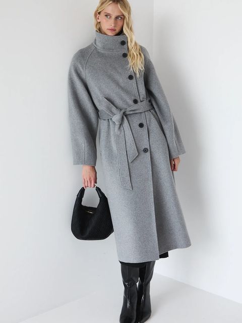 Medicine płaszcz wełniany damski kolor szary - zdjęcie produktu nr 1