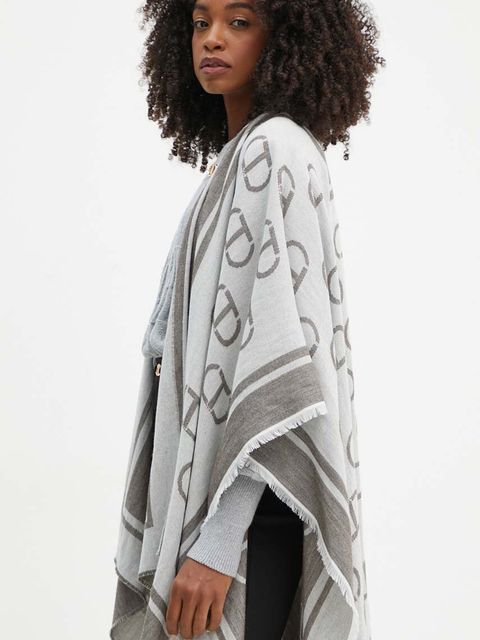Twinset poncho z domieszką wełny kolor szary lekkie 242TA4710