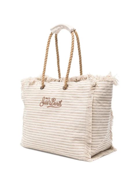 MC2 Saint Barth striped frayed-edge beach bag - Neutrals