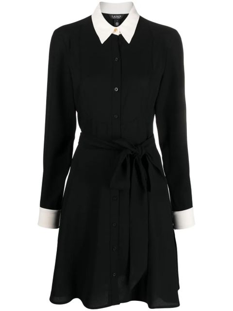 Lauren Ralph Lauren two-tone tied-waist shirtdress - Black - zdjęcie produktu nr 1