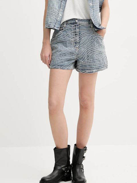 IRO szorty jeansowe damskie kolor niebieski z aplikacją high waist WM30VINY - zdjęcie produktu nr 1