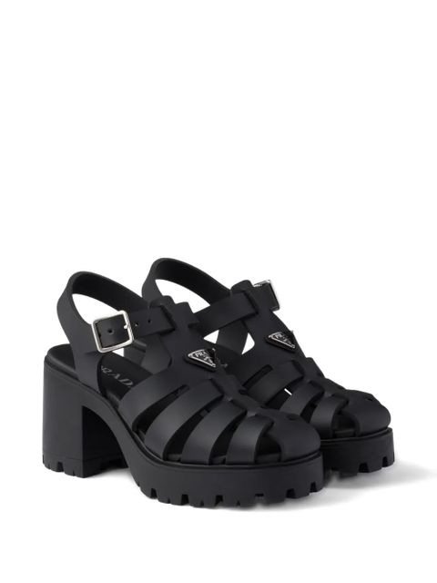 Prada 90mm metal buckle platform sandals - Black