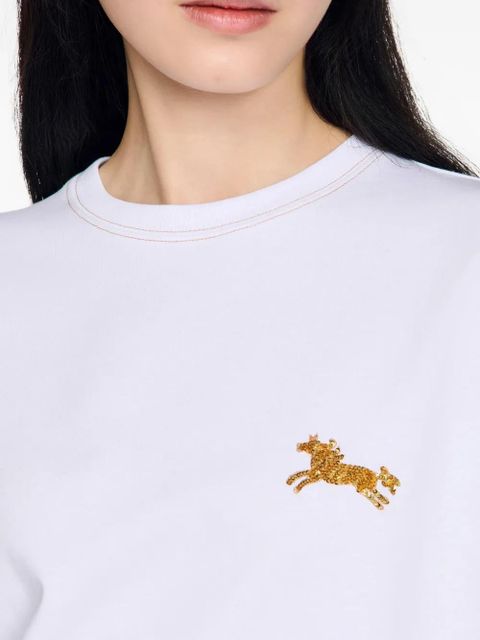 SANDRO horse-embroidery T-shirt - White