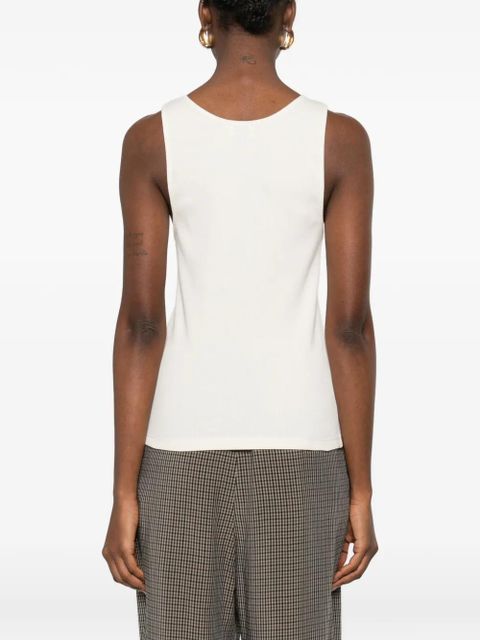 Saint Laurent logo-embroidered tank top - Neutrals