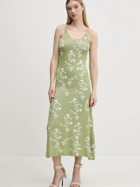 Desigual sukienka i sweter DANA kolor zielony maxi rozkloszowana 25SWVK59