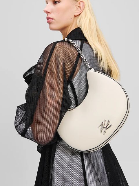 Karl Lagerfeld torebka skórzana K/AUTOGRAPH kolor biały A2W30019