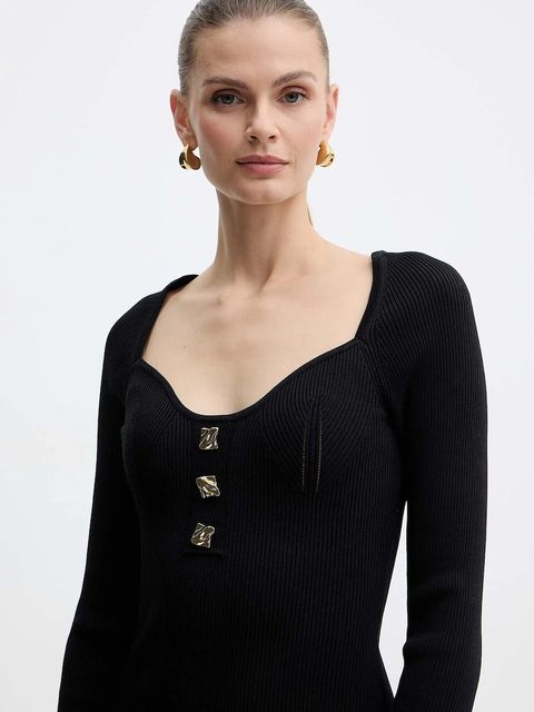 Fracomina sukienka kolor czarny midi dopasowana FS25WD5005K41601