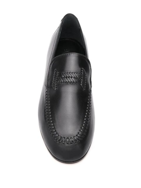 Tod's whipstitch logo loafers - Black