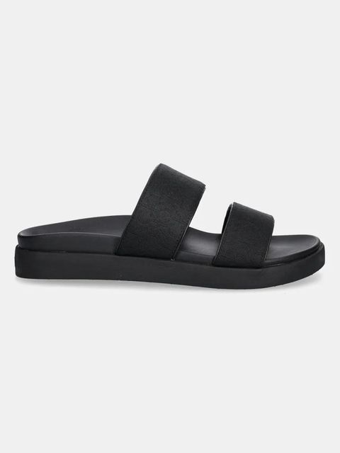 Calvin Klein klapki FLAT SLIDE - JACQ damskie kolor czarny na platformie HW0HW02486 - zdjęcie produktu nr 2