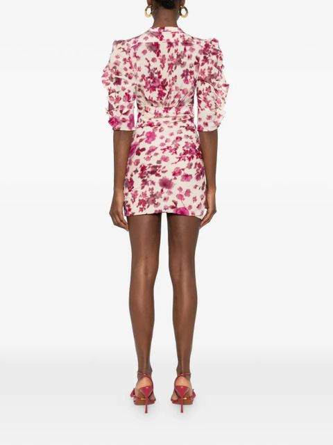 ISABEL MARANT ruffled flora-print mini dress - Neutrals