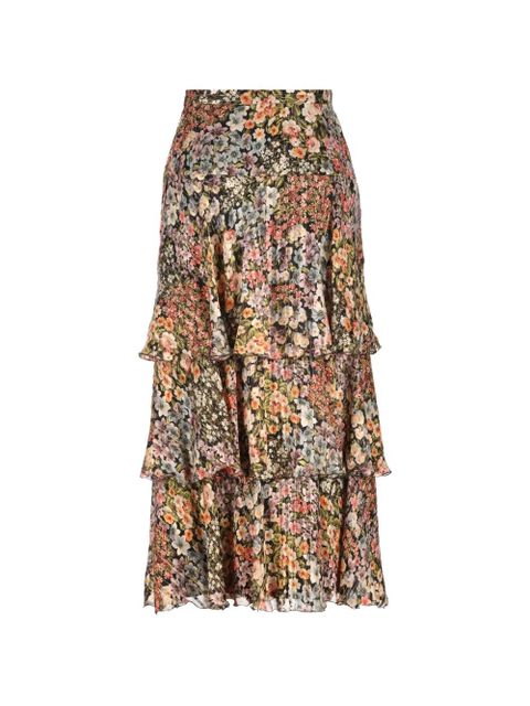 Valentino Garavani ruffled floral-print skirt - Black - zdjęcie produktu nr 2