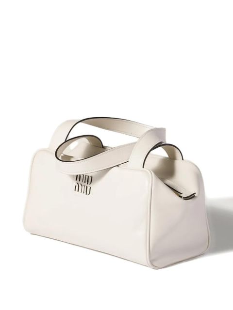 Miu Miu leather top-handle zip tote bag - White