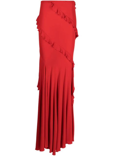 Blumarine ruffled-detail long skirt - Red - zdjęcie produktu nr 1