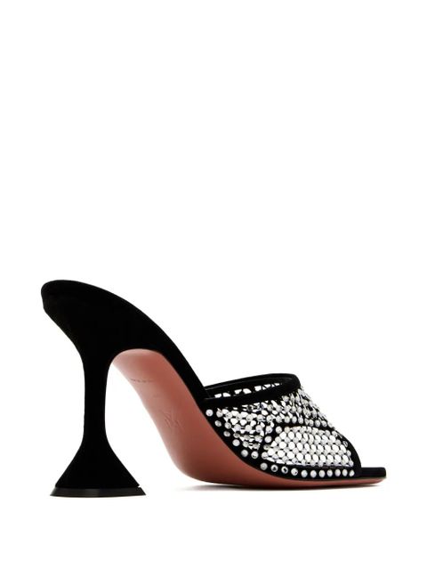 Amina Muaddi crystal-embellished mule heels - Black