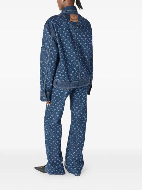 Marine Serre crescent moon-print jeans - Blue - zdjęcie produktu nr 2