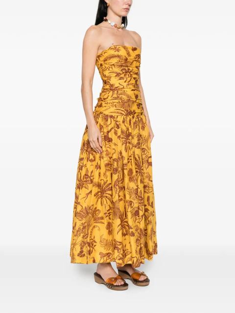 ALEMAIS ruched floral print dress - Yellow