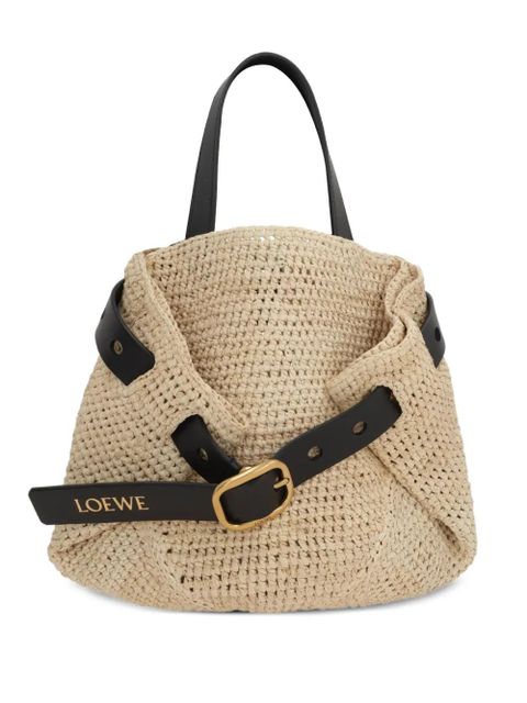 LOEWE mini Punch Hole rafia-crochet cross body bag - Neutrals - zdjęcie produktu nr 1