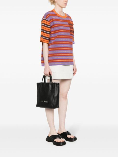 Marni logo-embroidered tote bag - Black