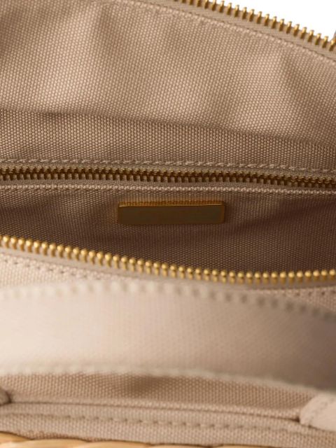 Prada medium wicker and canvas tote bag - Neutrals