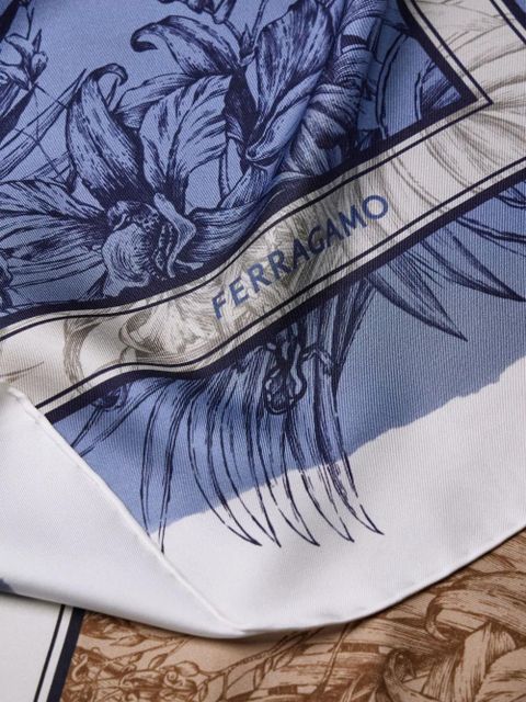 Ferragamo floral-print silk scarf - Blue - zdjęcie produktu nr 2