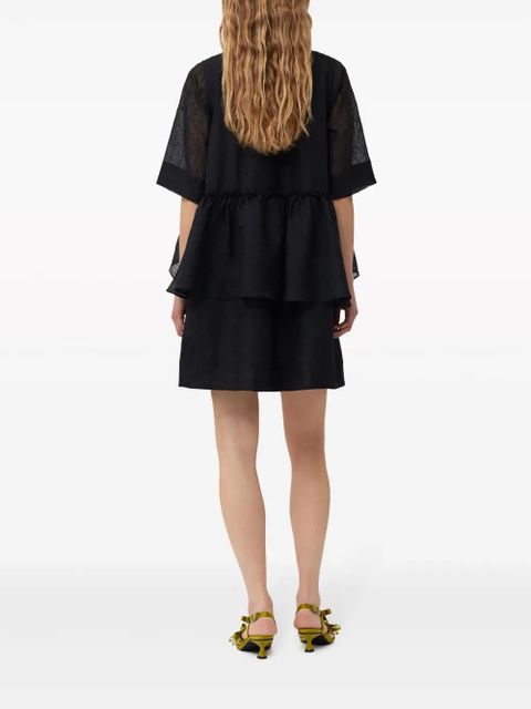 GANNI crinkled georgette minidress - Black