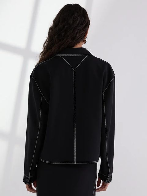 Karl Lagerfeld kurtka jeansowa kolor czarny przejściowa A3W14041 - zdjęcie produktu nr 2