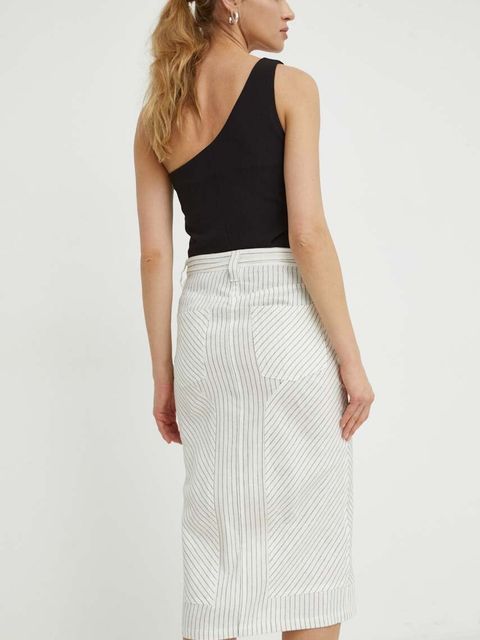 Day Birger et Mikkelsen spódnica lniana kolor biały midi prosta - zdjęcie produktu nr 2