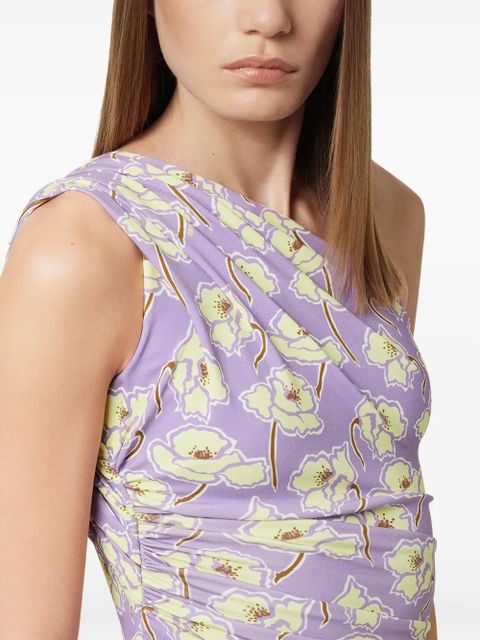 Versace Poppies gathered one-shoulder top - Purple
