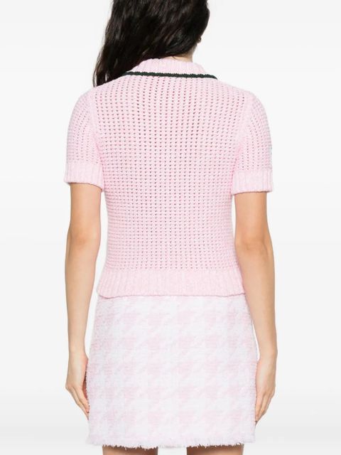 Casablanca textured-knit polo top - Pink