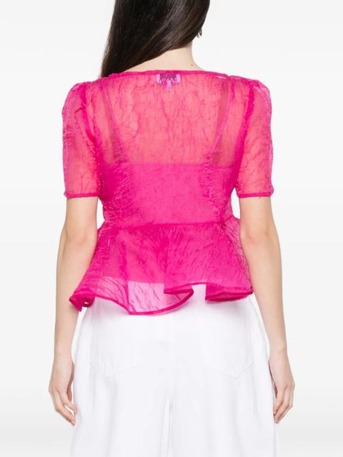 GANNI shibori organza blouse - Pink