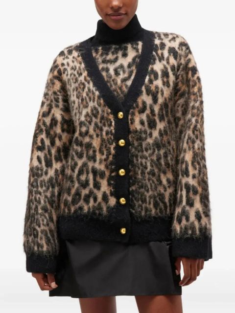 GANNI buttoned leopard-print cardigan - Neutrals