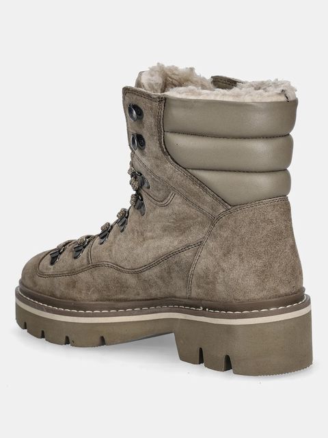 Medicine botki skórzane damskie kolor beżowy na platformie