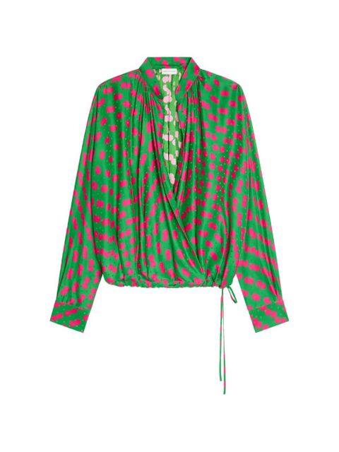 DRIES VAN NOTEN polka-dot wrap blouse - Green - zdjęcie produktu nr 1