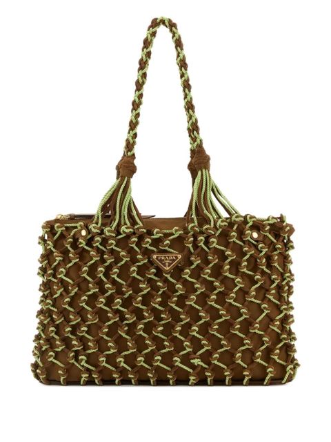 Prada small Noué braided-handle mesh tote bag - Brown - zdjęcie produktu nr 1