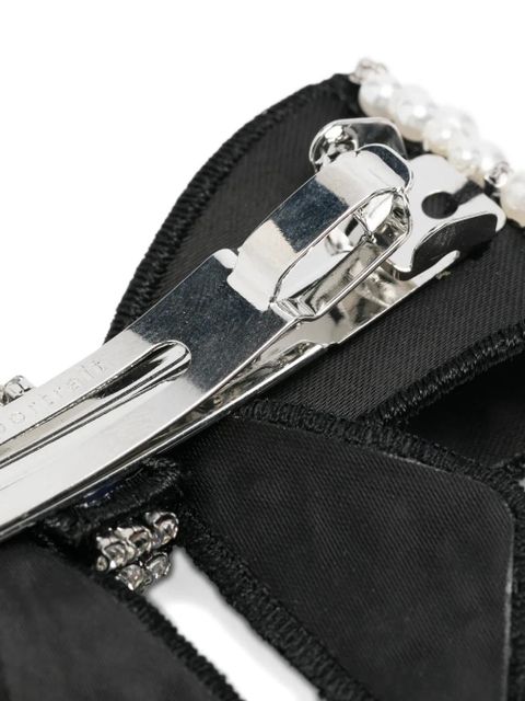 Self-Portrait pearl embellished bow hair clip - Black - zdjęcie produktu nr 2