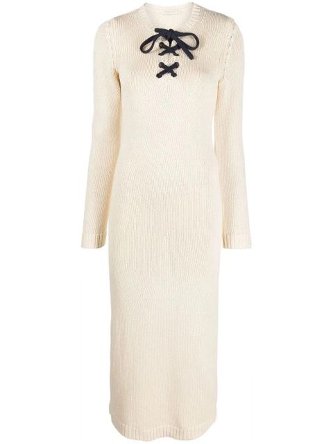 ZIMMERMANN High Tide lace-up knitted dress - Neutrals - zdjęcie produktu nr 1